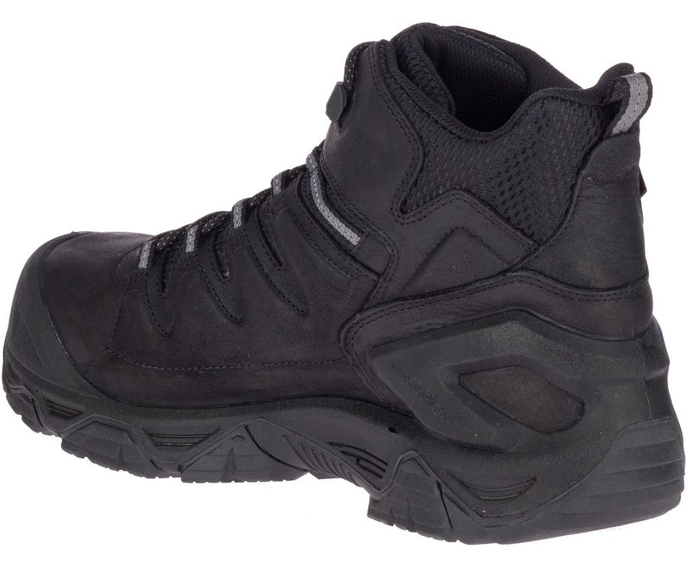 Botas Homem - Merrell Strongfield Couro 6\" Waterproof Comp Toe - Pretas - DMJ931576